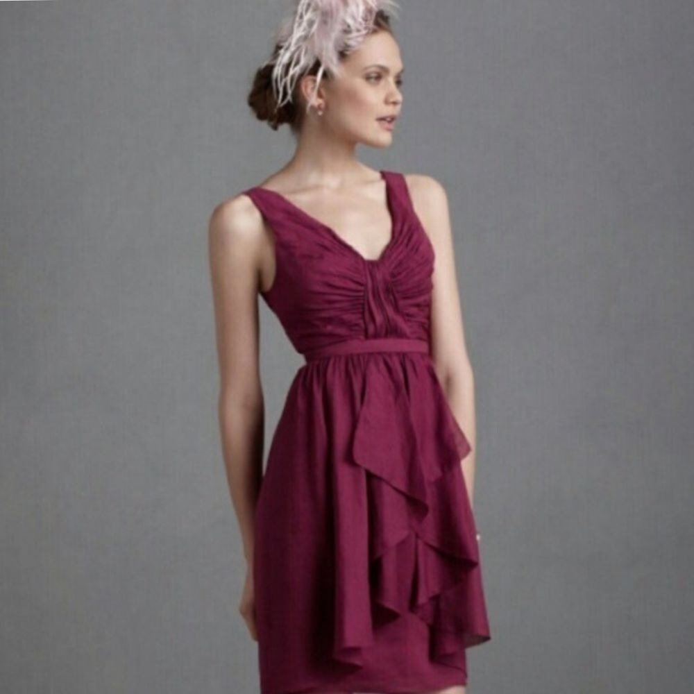 NWOT Anthropologie BHLDN Quillaree Silk Berry Couplet Dress Size 4